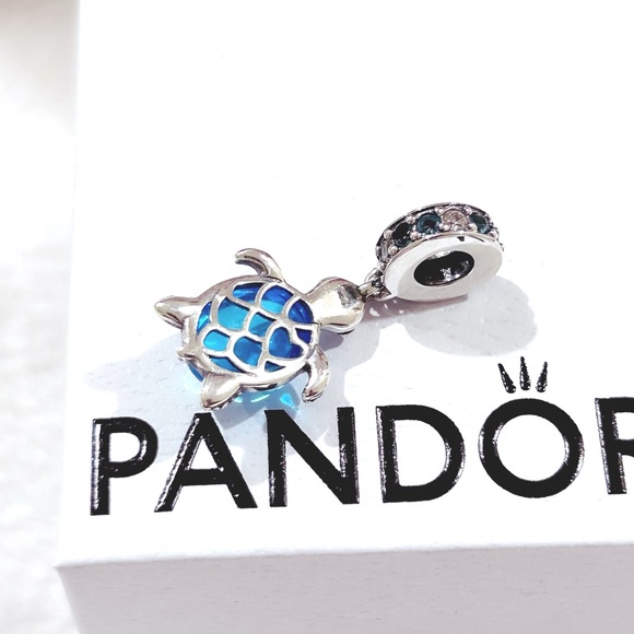 PANDORA Murano Glass Sea Turtle Dangle Charm w/box - Picture 5 of 12